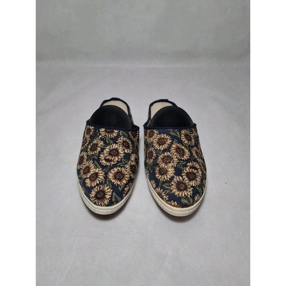 Vintage Keds Bayshore Sunflower Canvas Slip on Sandals Mules Women's 7.5 Navy Bl - Picture 3 of 9
